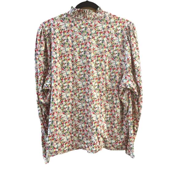 Boden Blouse Pullover Floral Sz 20/22 Smocked High Neck Cottagecore Office - Picture 3 of 5
